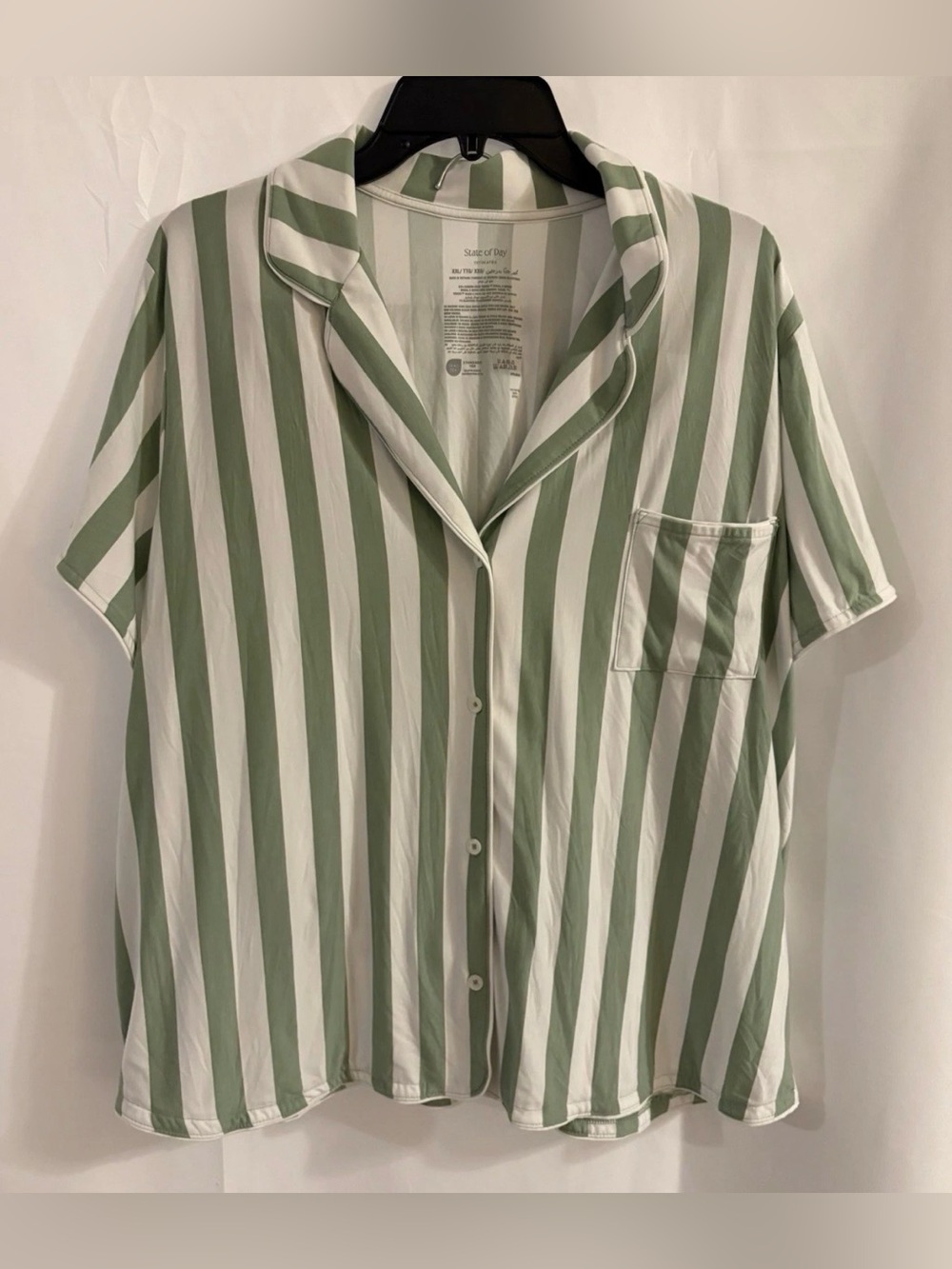 State of Day Women's 2-Pc. Short-Sleeve Notched-Collar Pajama Set, Basil, XXL
